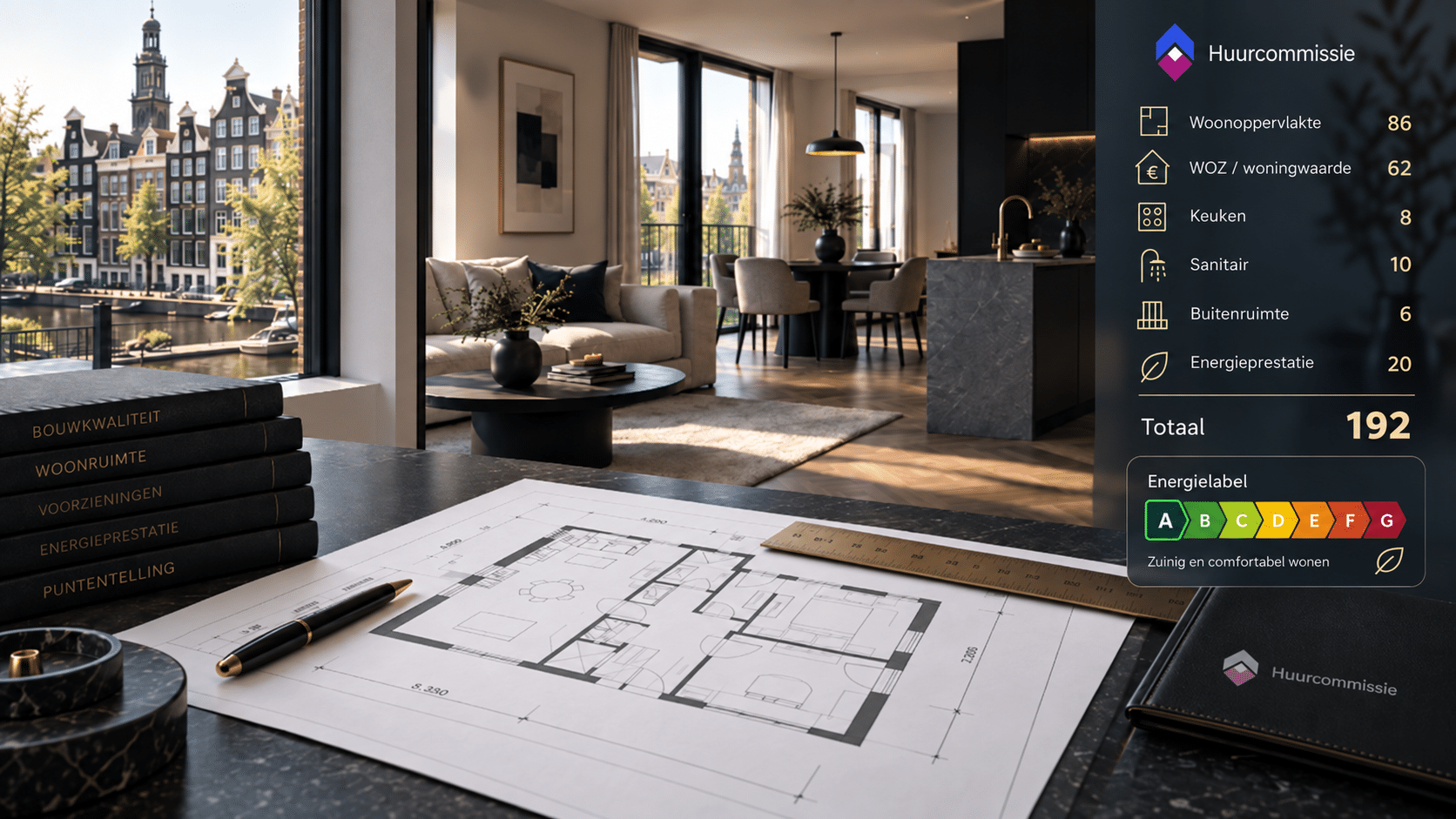 Puntentelling huurwoning volgens het WWS met energielabel en woningwaardering